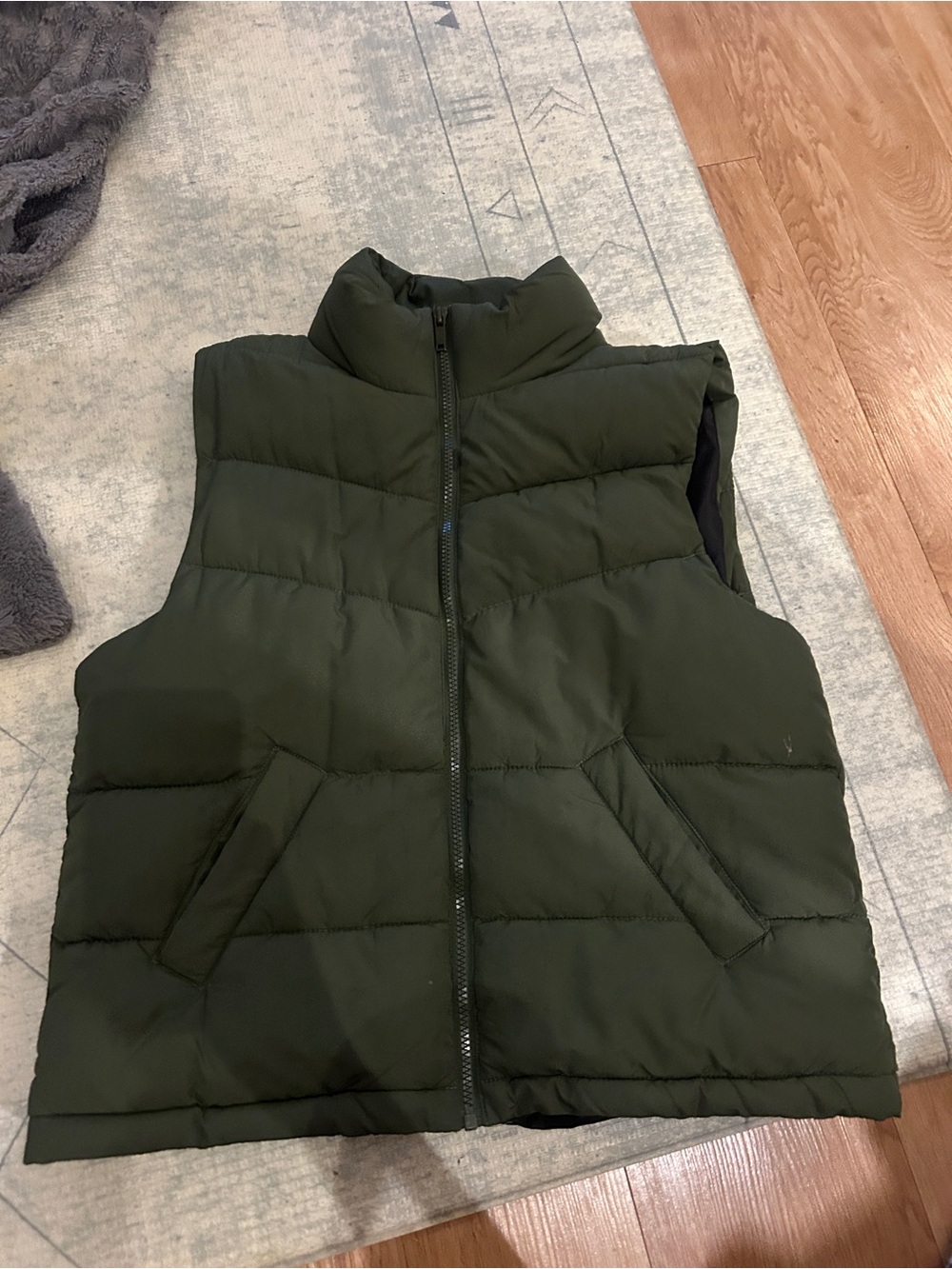 Noisy May Olive Green Quilted Puffer Vest - S